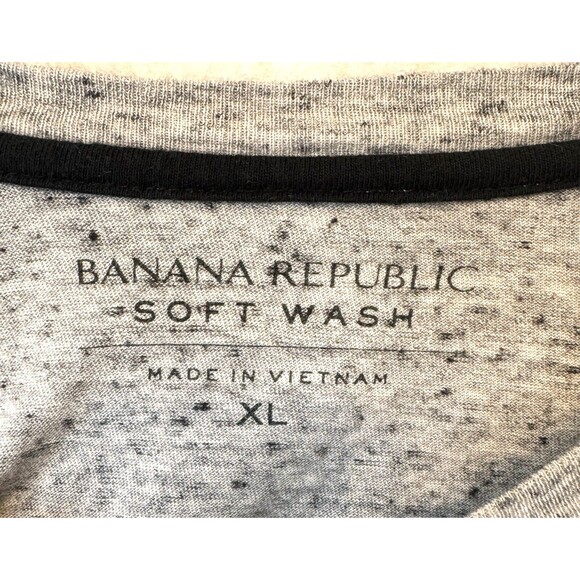 Banana Republic Mens Long Sleeve T-Shirt Sz XL Gray White Buttons Pullover - Picture 3 of 9